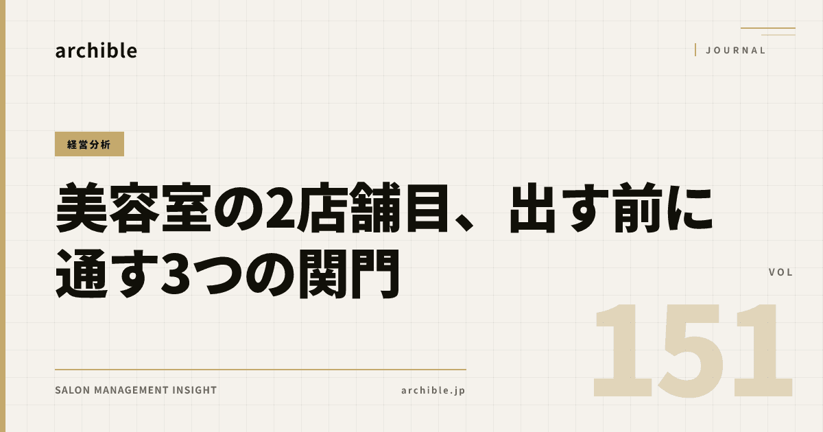 【2026年】美容室の2店舗目、出す前に通す3つの関門——稼働率6〜7割で箱を大きくすると何が起きるか